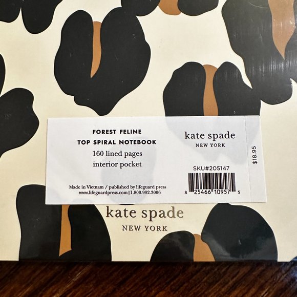 NWT Kate Spade Forest Feline Top Spiral Notebook - Picture 5 of 5